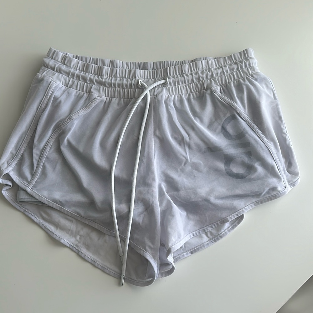 Alo white athletic shorts